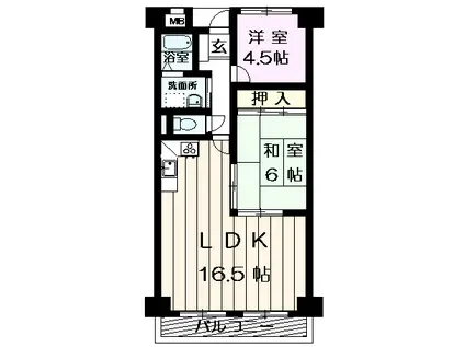 ふじブルーム(2LDK/1階)の間取り写真