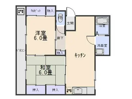 ハイム照波園(2LDK/2階)の間取り写真