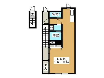 コーポとくさしB棟(ワンルーム/2階)の間取り写真