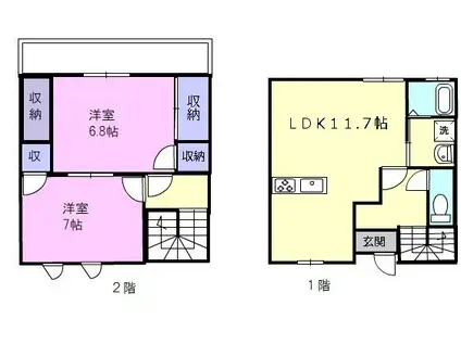 プレタメゾン壱号館(2LDK/1階)の間取り写真