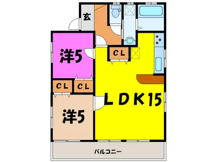 ウッディー井野(2LDK/2階)の間取り写真