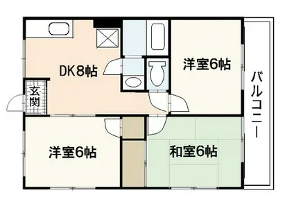 コーポ熊本(3DK/4階)の間取り写真