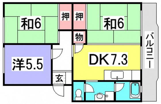 山根マンション(3DK/4階)の間取り写真
