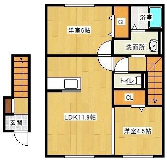 セジュール新開(2LDK/2階)の間取り写真