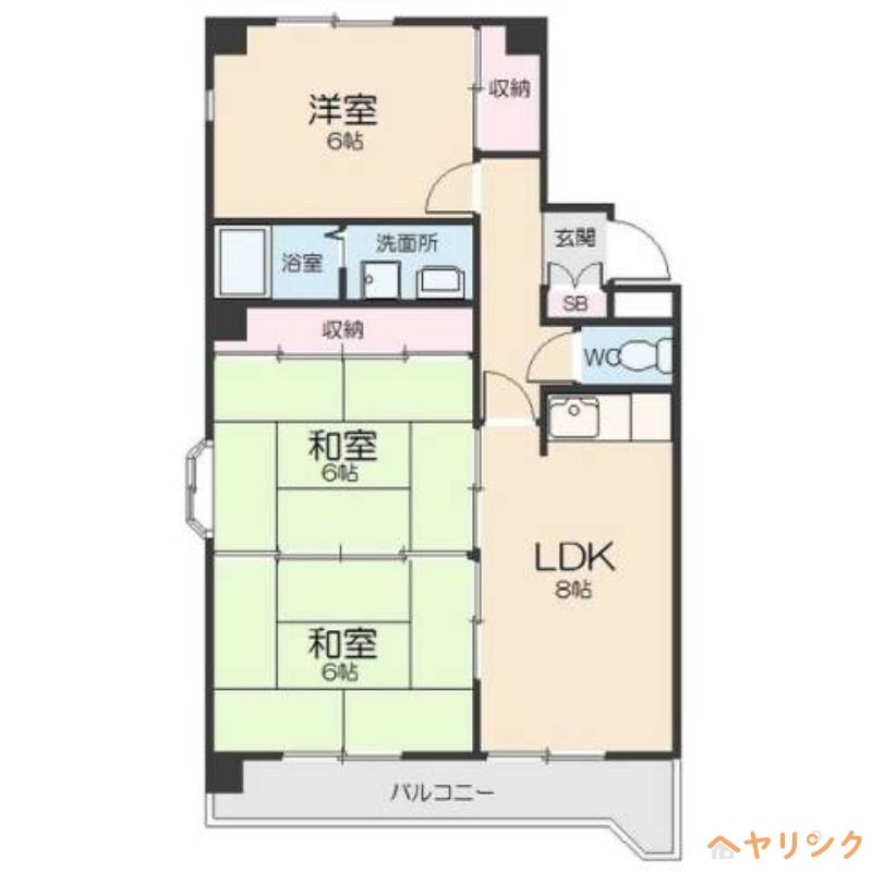山田ビル(3LDK/2階)の間取り写真