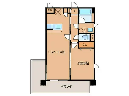 カノン横浜(1LDK/4階)の間取り写真