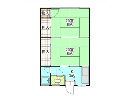 伍賀アパート(2K/2階)の間取り写真