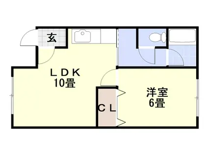 レジデンスササキ(1LDK/1階)の間取り写真