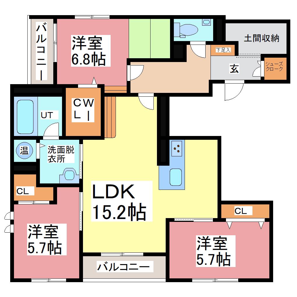 ソリューションズ テン(3LDK/3階)の間取り写真