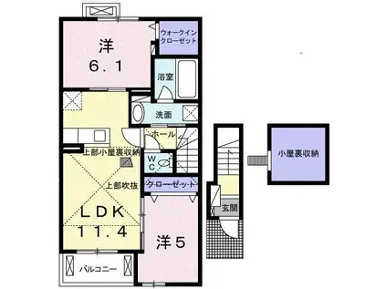 JADEHOUSE D(2LDK/2階)の間取り写真