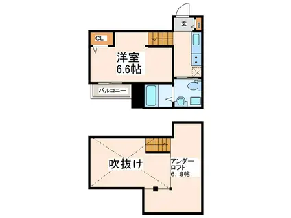 パピーズ迎町(1K/2階)の間取り写真