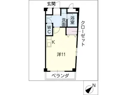 プリミエールKII(ワンルーム/1階)の間取り写真