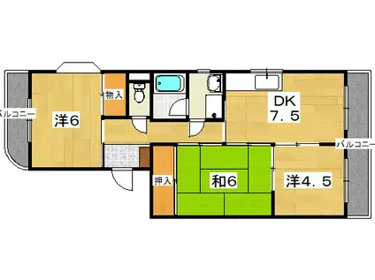 イワイマンション(3DK/4階)の間取り写真