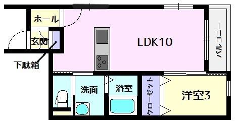 ドルチェ・ヴィータ柳川E(1LDK/1階)の間取り写真