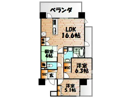以和貴マンション須賀町(3LDK/2階)の間取り写真