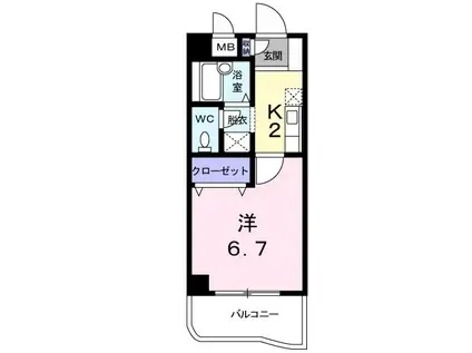 カサーレ三ヶ森(1K/6階)の間取り写真