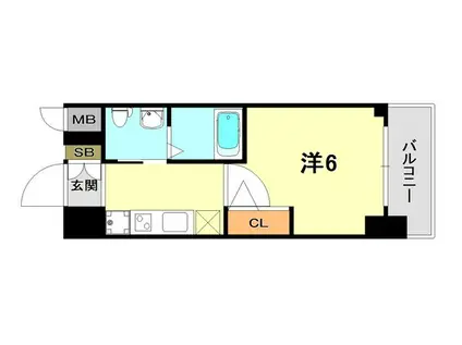 エステムプラザ神戸西IVインフィニティ(1K/11階)の間取り写真