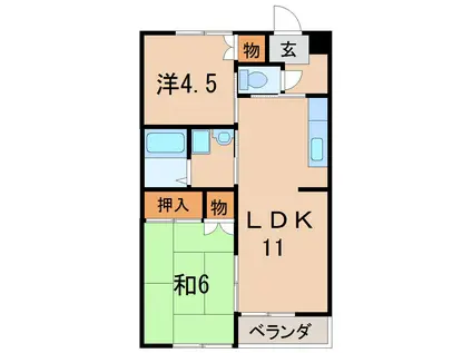 コーポアカサワ(2LDK/1階)の間取り写真