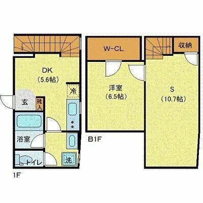 プライベートプレイス広尾(1SDK/B1階)の間取り写真