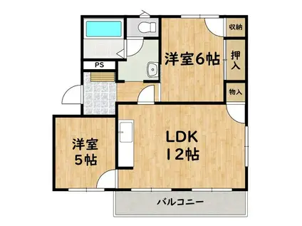 セゾンまつのき(2LDK/2階)の間取り写真