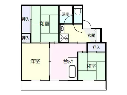 ビレッジハウス松山上野(3DK/5階)の間取り写真