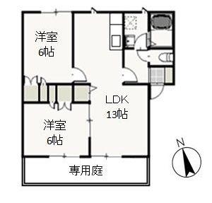 メゾン・タチバナB(2LDK/1階)の間取り写真