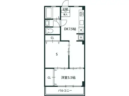 マンショントミー(1SDK/3階)の間取り写真