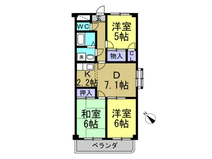 COMFORT東山(3LDK/2階)の間取り写真