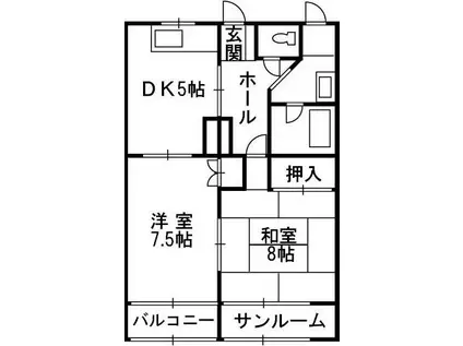 ローリーハウス(2DK/1階)の間取り写真
