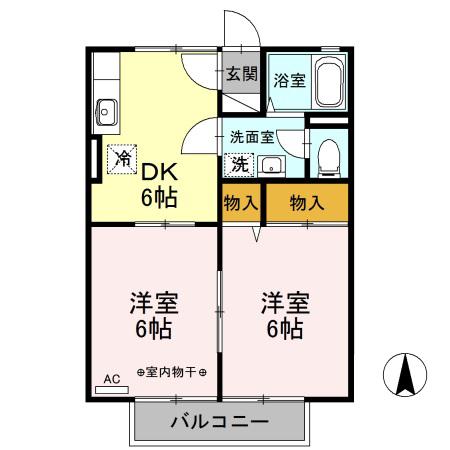メゾン・T&K A/B/C A 大(2DK/1階)の間取り写真