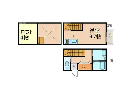 FAIRY(ワンルーム/1階)の間取り写真