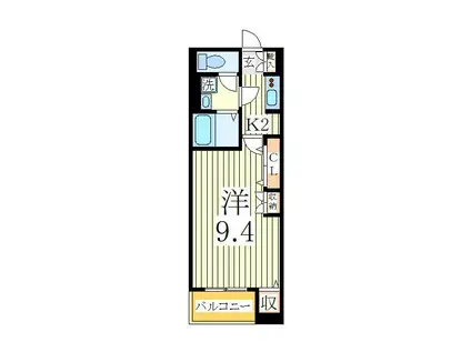 エレガントカーサIII(1K/2階)の間取り写真
