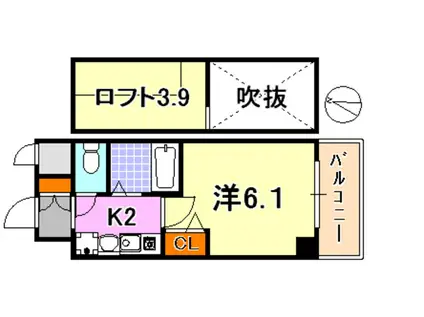 エステムコート神戸県庁前IIIフィエルテ(1K/13階)の間取り写真