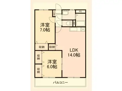 リーフライツ(2LDK/2階)の間取り写真