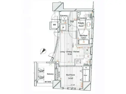 レックス赤坂レジデンス(1LDK/9階)の間取り写真