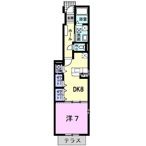 アレーナ(1DK/1階)の間取り写真
