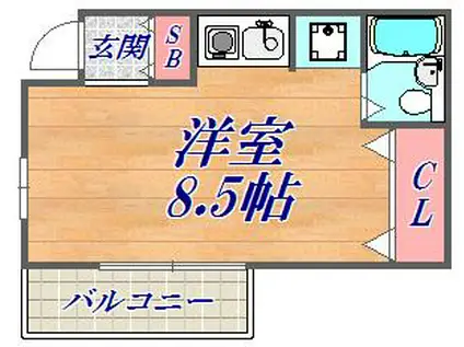 地下鉄西神・山手線 大倉山駅(兵庫) 徒歩13分 2階建 築29年(ワンルーム/2階)の間取り写真