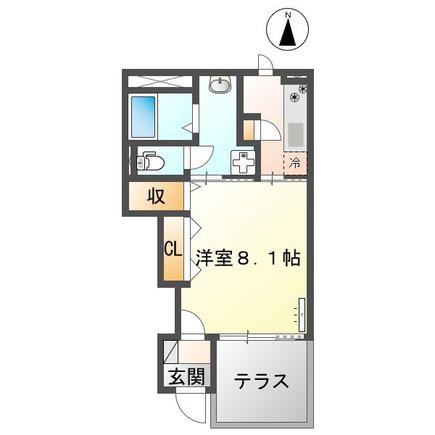 RION(1K/1階)の間取り写真