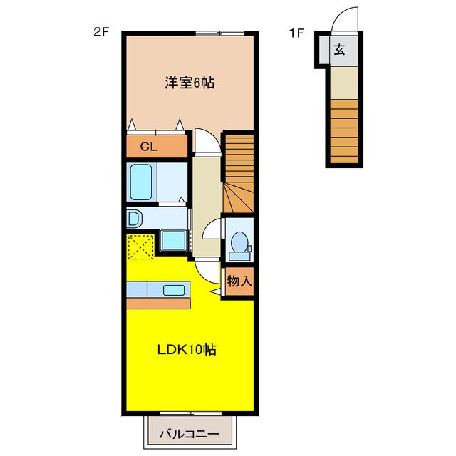クロス マウンテン(1LDK/2階)の間取り写真