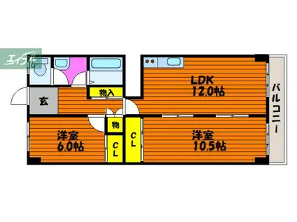 メゾン操山(2LDK/2階)の間取り写真