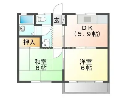 アーバン21(2DK/2階)の間取り写真