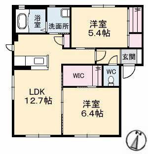 エピナールC棟(2LDK/1階)の間取り写真