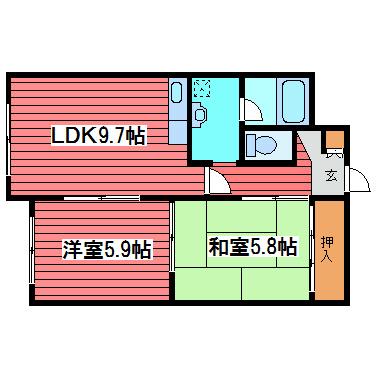 岩泉ビル(2LDK/3階)の間取り写真
