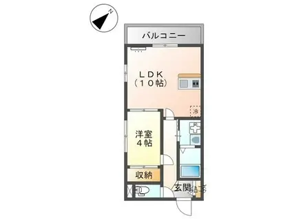 フォレストヴィラII(1LDK/3階)の間取り写真