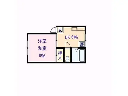 コーポ宮本(1K/1階)の間取り写真