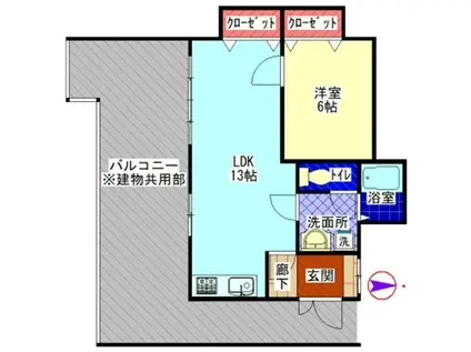 ハイツナガホリ(1LDK/4階)の間取り写真