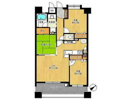 ファーネストアクアヴィラ保田窪(3LDK/6階)の間取り写真