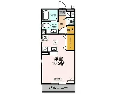 パークハイム参番館(ワンルーム/1階)の間取り写真