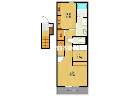 リバーイーストII(1LDK/2階)の間取り写真