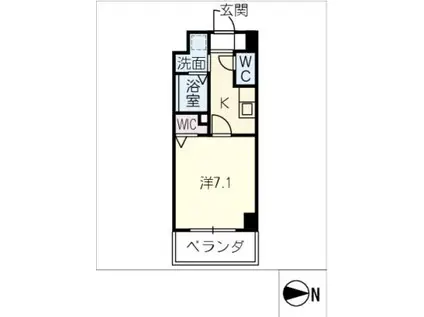 プレイズシード車道アベニュー(1K/8階)の間取り写真
